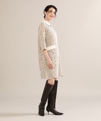 《大きいサイズ》配色レースワンピース《Ｍａｇｌｉｅ　ＷＨＩＴＥ》（５１２４１２１１０３）