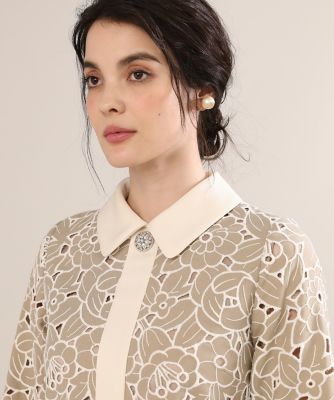 《大きいサイズ》配色レースワンピース《Ｍａｇｌｉｅ　ＷＨＩＴＥ》（５１２４１２１１０３）