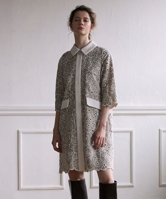Maglie WHITE》配色レースワンピース 