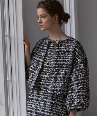 ＜Maglie le cassetto  (Women)＞《Ｍ　Ｍａｇｌｉｅ　ｌｅ　ｃａｓｓｅｔｔｏ》ファンシーツイードジャケット《ＣＬＡＲＥＮＳＯＮ》（５１２４１４１２０５）