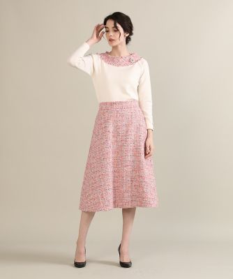 《大きいサイズ》ファンシーツイードスカート《Ｍ　Ｍａｇｌｉｅ　ｌｅ　ｃａｓｓｅｔｔｏ》（５１２４１５２５０２）