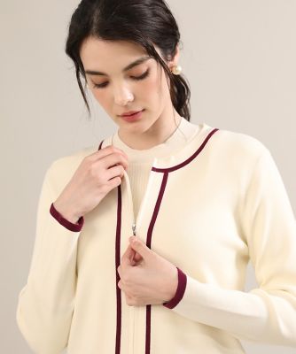 《Ｍａｇｌｉｅ　ｐａｒ　ｅｆ－ｄｅ》配色ジップカーディガン（５１２４１７８００９）