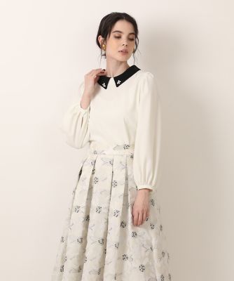 ＜Maglie le cassetto L (Women/大きいサイズ)＞《大きいサイズ》ビジュー衿ブラウス《Ｍ　Ｍａｇｌｉｅ　ｌｅ　ｃａｓｓｅｔｔｏ》（５１２４１８２５１１）