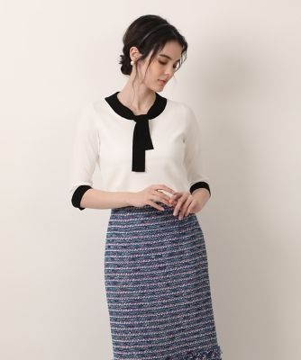 ＜Maglie le cassetto  (Women)＞配色ボウタイニット（５１３２１７００１２）