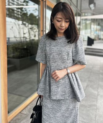 ＜Maglie le cassetto  (Women)＞《Ｍ　Ｍａｇｌｉｅ　ｌｅ　ｃａｓｓｅｔｔｏ》サマーツイードペプラムブラウス（５１３２１８２２０７）