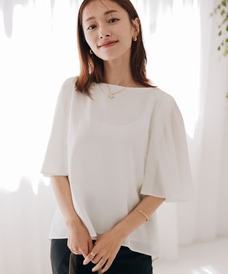 ＜Maglie le cassetto  (Women)＞《Ｍ　Ｍａｇｌｉｅ　ｌｅ　ｃａｓｓｅｔｔｏ×吉田理紗》きちんと涼しいケープブラウス（５１３２１８２２０９）