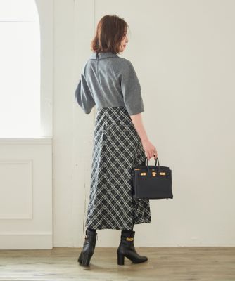 大きいサイズ》品あり衿の美人映えチェックワンピース《M 