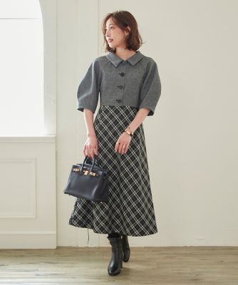 【未使用】 品あり衿の美人映えチェックワンピース 7 未使用】 品あり衿の美人映えチェックワンピース 7