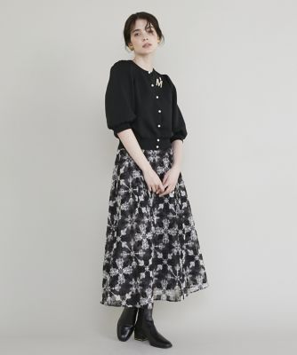 《大きいサイズ》刺繍オーガンジースカート（５１３３１５２１０１）