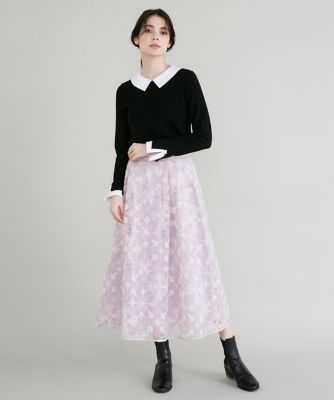 《大きいサイズ》刺繍オーガンジースカート（５１３３１５２１０１）