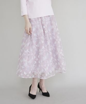 《大きいサイズ》刺繍オーガンジースカート（５１３３１５２１０１）