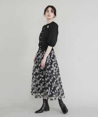 《大きいサイズ》刺繍オーガンジースカート（５１３３１５２１０１）