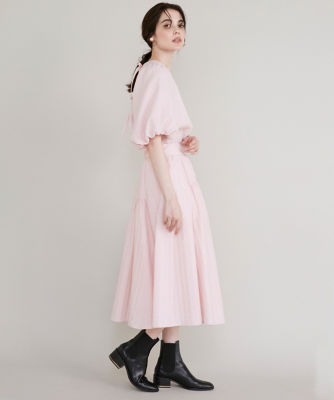 【送料無料】ル カセット L 《大きいサイズ》ふくれジャガードスカート ピンク