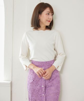 ＜Maglie le cassetto L (Women/大きいサイズ)＞《大きいサイズ》スカラッププルオーバー（５１３３１７０８０６）