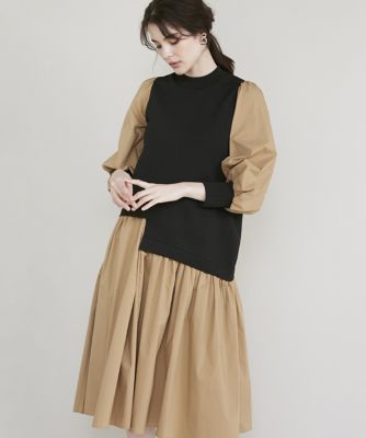 ＜Maglie le cassetto  (Women)＞《Ｍ　Ｍａｇｌｉｅ　ｌｅ　ｃａｓｓｅｔｔｏ》ドッキングニットワンピース（５１３３１７２２０７）