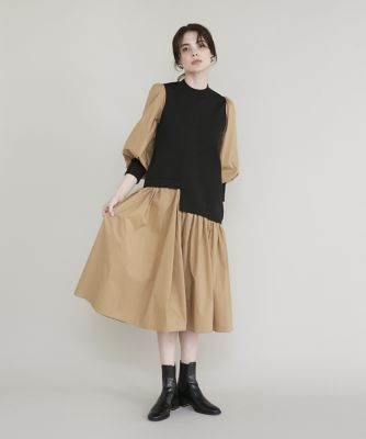 《大きいサイズ》ドッキングニットワンピース《Ｍ　Ｍａｇｌｉｅ　ｌｅ　ｃａｓｓｅｔｔｏ》（５１３３１７２５０７）