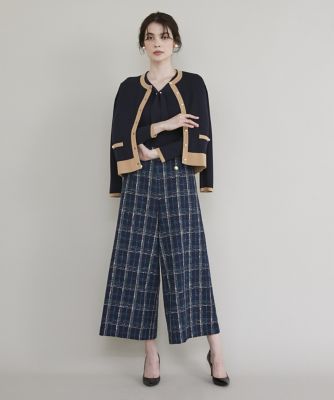 【Maglie le cassetto】配色ジャガードワンピース　パールボタン Maglie le cassetto】配色ジャガードワンピース パールボタン