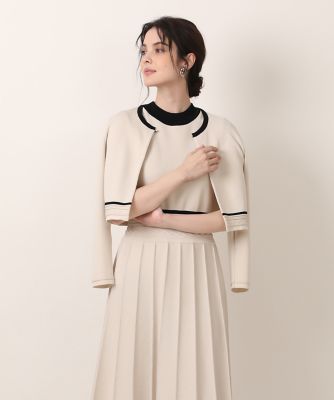 ＜Maglie le cassetto  (Women)＞《Ｍ　Ｍａｇｌｉｅ　ｌｅ　ｃａｓｓｅｔｔｏ》バイカラーボレロカーディガン（５１４０１７８２０１）