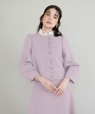 ＜三越伊勢丹/公式＞【SALE】【送料無料】Maglie le cassetto L (Women/大きいサイズ)/マーリエ ル カセット L 《大きいサイズ》ノーカラーフリルジャケット《M Maglie le cassetto》 ピンク コート・ジャケット【三越伊勢丹/公式】