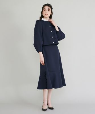 Maglie lecassetto フリル パールボタン ノーカラー ジャケット Maglie lecassetto フリル パールボタン ノーカラー ジャケット