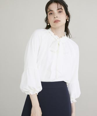 【12月スーパーSALE 15%OFF】 フリルボウタイギャザーブラウス （ボウタイギャザーブラウス トップス