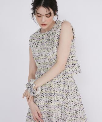 ＜Maglie le cassetto L (Women/大きいサイズ)＞《大きいサイズ》パステルツイードジレブラウス《Ｍ　Ｍａｇｌｉｅ　ｌｅ　ｃａｓｓｅｔｔｏ》（５１４１１８２５０１）