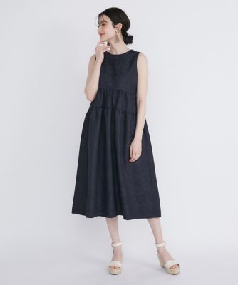 大きいサイズ》フラワージャガードティアードワンピース《M