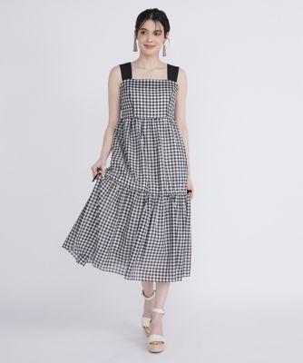 大きいサイズ》ギンガムチェックティアードワンピース