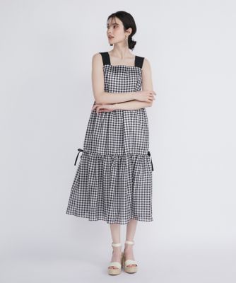 大きいサイズ》ギンガムチェックティアードワンピース