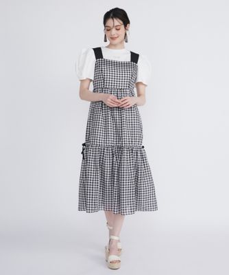 大きいサイズ》ギンガムチェックティアードワンピース