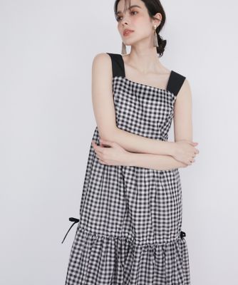 bubbles ネクタイティアードワンピース　チェック Mサイズ ワンピース BUBBLES】ネクタイティアードワンピース | sparkling mall