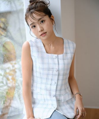 マーリエ ル カセット 11号 曽田茉莉江さんコラボ ツイード ジレ ブラウス マーリエ ル カセット Maglie le cassetto 《曽田茉莉江コラボ