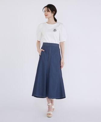 配色ステッチマーメイドデニムスカート（5142152008