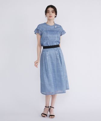 ＜Maglie le cassetto  (Women)＞デニム風プリントレーススカート（５１４２１５２３０１）