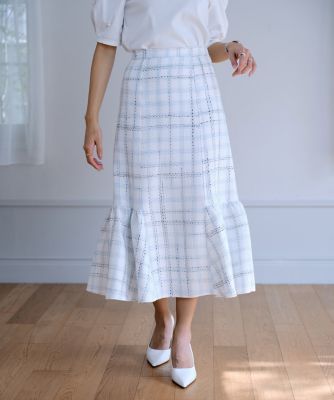 《大きいサイズ》切り替えギャザー“映え”ツイードスカート《曽田茉莉江コラボ》（５１４２１５２８１３）