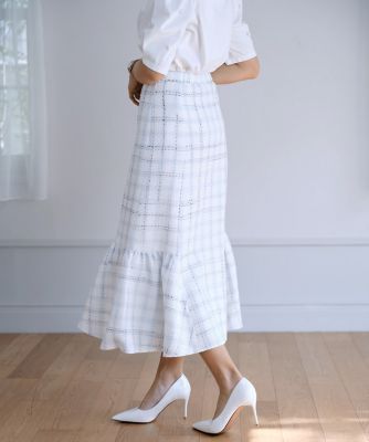 《大きいサイズ》切り替えギャザー“映え”ツイードスカート《曽田茉莉江コラボ》（５１４２１５２８１３）