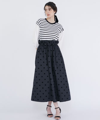 ＜Maglie le cassetto L (Women/大きいサイズ)＞《大きいサイズ》ドットフロッキー　ドロストスカート（５１４２１５２８１６）