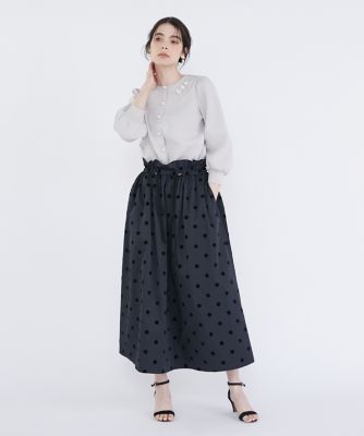 《大きいサイズ》ドットフロッキー　ドロストスカート（５１４２１５２８１６）