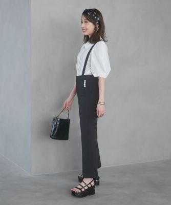 《大きいサイズ》“映えパール”サスペンダー付き２ＷＡＹパンツ　《Ｍ　Ｍａｇｌｉｅ　ｌｅ　ｃａｓｓｅｔｔｏ×冨張愛》（５１４２１６１５０５）