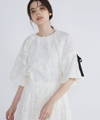 ＜Maglie le cassetto  (Women)＞リーフ柄ジャガードブラウス（５１４２１８２００５）