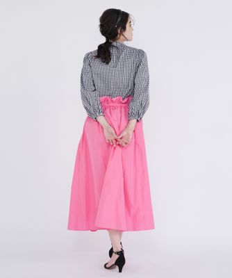 《大きいサイズ》ビッグボウタイギンガムブラウス（５１４２１８２８０３）