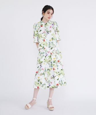 《大きいサイズ》ボタニカル柄ショートブラウス（５１４２１８２８０４）