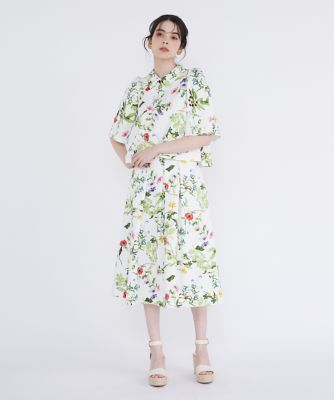 《大きいサイズ》ボタニカル柄ショートブラウス（５１４２１８２８０４）