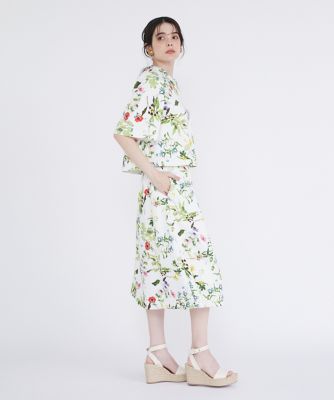《大きいサイズ》ボタニカル柄ショートブラウス（５１４２１８２８０４）