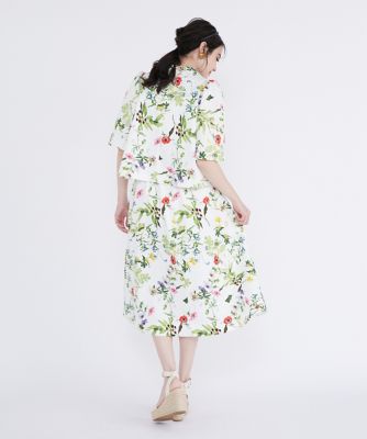《大きいサイズ》ボタニカル柄ショートブラウス（５１４２１８２８０４）