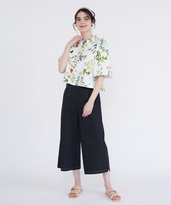 《大きいサイズ》ボタニカル柄ショートブラウス（５１４２１８２８０４）
