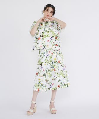 《大きいサイズ》ボタニカル柄ショートブラウス（５１４２１８２８０４）