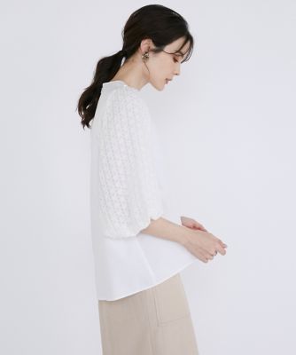 《大きいサイズ》袖刺繍レースブラウス（５１４２１８２８０８）
