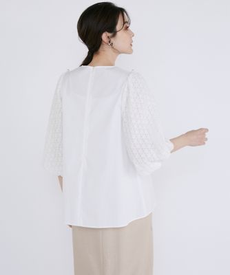 《大きいサイズ》袖刺繍レースブラウス（５１４２１８２８０８）