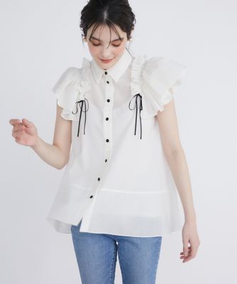 ＜Maglie le cassetto L (Women/大きいサイズ)＞《大きいサイズ》フリルギャザーブラウス（５１４２１８２８１２）